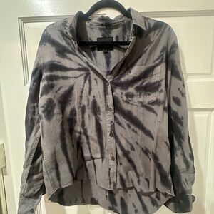 Rails Black and Gray Tie-Dye Button Down Shirt